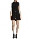 Marianne Sleeveless Suede Mini Dress, Black