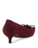 Lopanache Suede Kitten-Heel Pump, Bordeaux