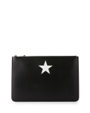Star Small Calfskin Pouch, Black/White