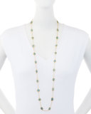 Aquamarine Station Necklace in 24K Gold, 40"