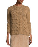 Hand-Knit Cashmere Cable Sweater, Teak