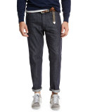 Dark-Wash Denim Jeans, Dark Blue