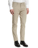 Straight-Fit Solid Wash Stretch Denim Jeans, Tan