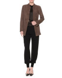 Stand-Collar Bracelet-Sleeve Jacket, Mud