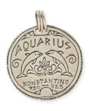 Aquarius Carved Zodiac Pendant with Diamond