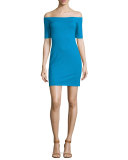 Electra Off-The-Shoulder Mini Dress, Electric Teal