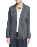 Notch-Collar Two-Button Linen-Stretch Jacket 