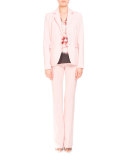 Serge Zip-Front Flare-Leg Pants, Shell Pink