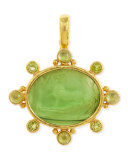 Horse with Sleeping Maiden Antique 19k Gold Intaglio Pendant, Green