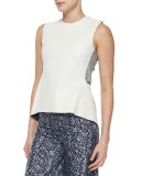 Sleeveless Top W/ Jersey Back 