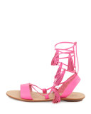 Saffron Leather Tassel Flat Sandal