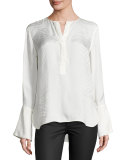 Kanley Tonal-Pattern Bell-Sleeve Shirt