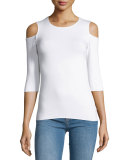 Deneuve Cold-Shoulder Top, White