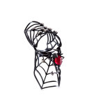 18K Blackened Gold Flex Ruby Spider Ring with Diamonds