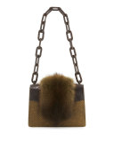 Sable Fur/Python Small Chain-Strap Shoulder Bag, Brown