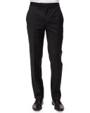 Peak-Lapel One-Button Wool Tuxedo, Black