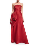 Strapless Hand-Draped Gown, Scarlet