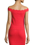Diamond-Textured Off-the-Shoulder Top