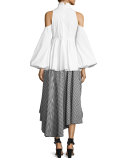 Adelle Cotton Gingham Skirt, Black/White