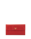Saffiano Flap Travel Wallet, Red (Fuoco)