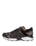 Crystal-Embellished Lace Trainer, Black