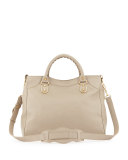 Metallic Edge Golden Velo AJ Bag, Taupe