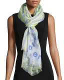 Animal and Logo-Print Scarf, Purple/Green