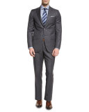 Super 130s Tonal Plaid Wool Two-Piece Suit, Gray