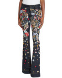 Ryley Embroidered Low-Rise Bell-Bottom Jeans