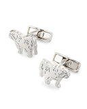 Bulldog Rhodium-Plated Cuff Links