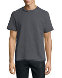 Satin-Trim Jersey T-Shirt, Gray
