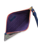 Poppies Zip-Top Wristlet, Navy