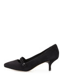 Gracey Suede Mid-Heel Mary Jane Pump, Black