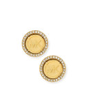  Logo Pave Stud Earrings, Golden