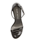 Nudistsong Patent Ankle-Strap Sandal, Black