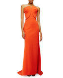 Strapless Fitted Gown, Orange