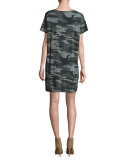 The Slouchy Scoop-Neck Dress, Black Camouflage