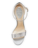 Crystal Ankle-Wrap 105mm Sandal, Silver