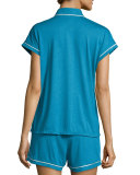 Bella Cap Sleeve Pajama Set, Ardesia Blue/Ivory
