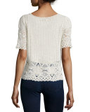 Alizeh B Crocheted Short-Sleeve Top