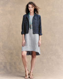 Sleeveless Chambray Linen Dress, Petite