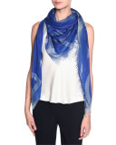Modal/Silk Logo Scarf, Royal Blue
