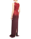 Riviera Sequined Bateau-Neck Gown, Paprika/Pomegranate
