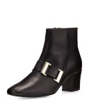 Chill Leather Buckle Bootie, Black