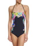 Monaco Printed Bandeau One-Piece Swimsuit