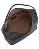 Woven Leather Shoulder Bag, Black