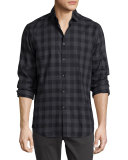 Buffalo Check Woven Sport Shirt, Black/Gray