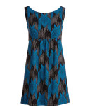 Lyla Sleeveless Chevron-Print Dress, Azure