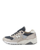 585 Bringback Suede-Mesh Sneaker, Gray/Navy