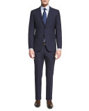 Torino Peak-Lapel Two-Piece Wool Suit, Navy